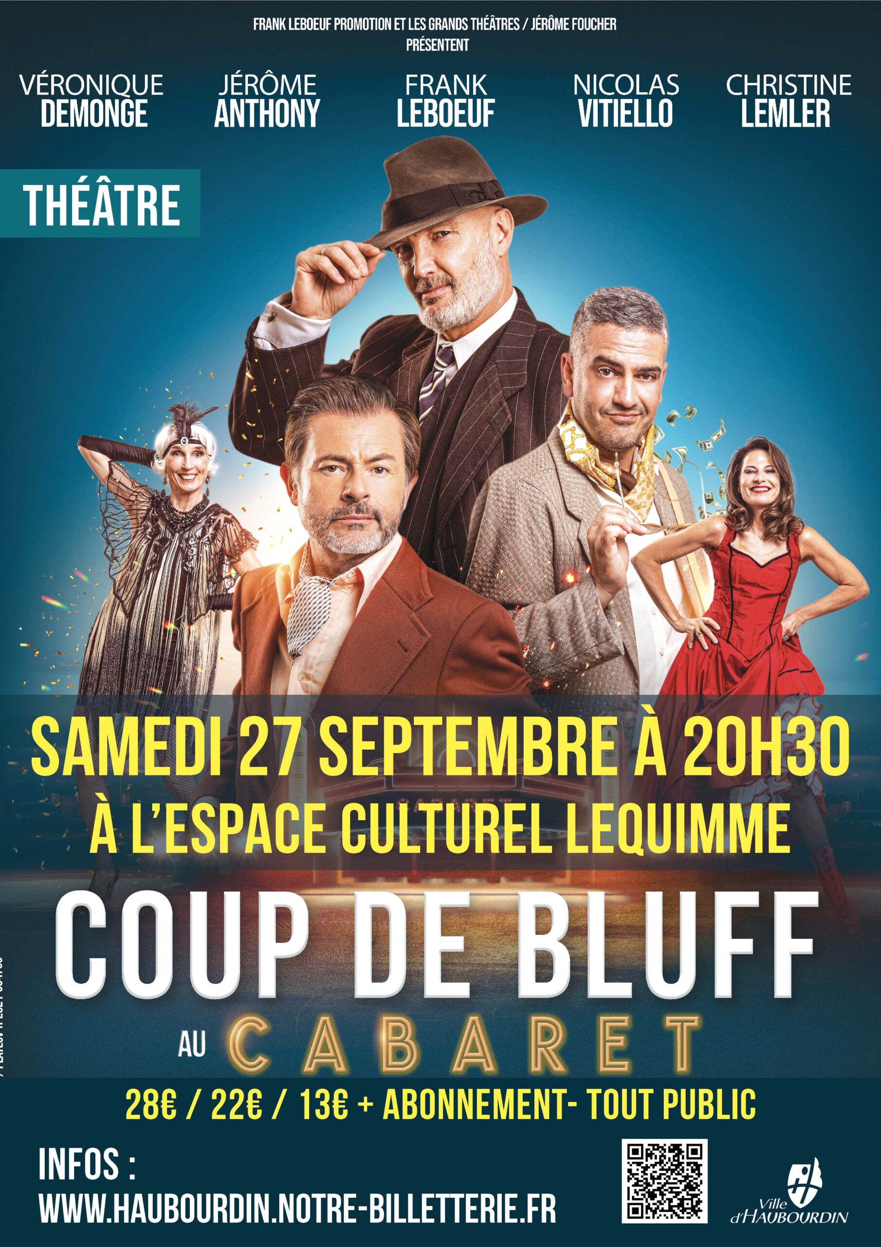 Affiche pour le spectacle Coup de Bluff au Cabaret le 27 septembre 2025 à 20h30 à l'Espace Culturel Lequimme à Haubourdin