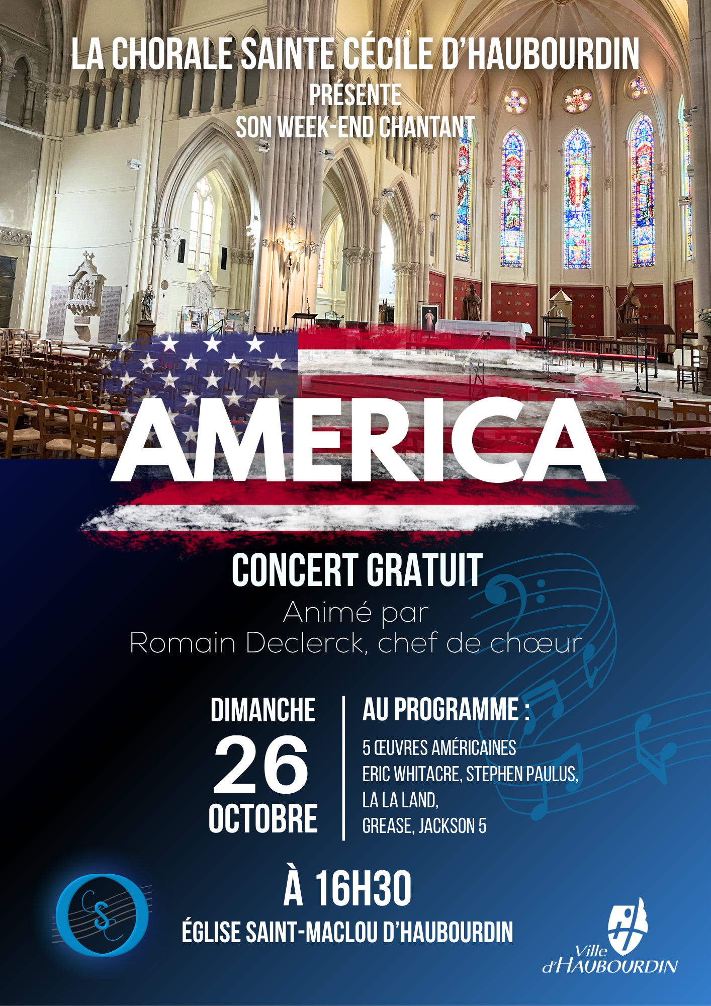 La restitution du week-end chantant de la Chorale Sainte Cécile aura lieu le 26 octobre 2025 à l'Église Saint Maclou.