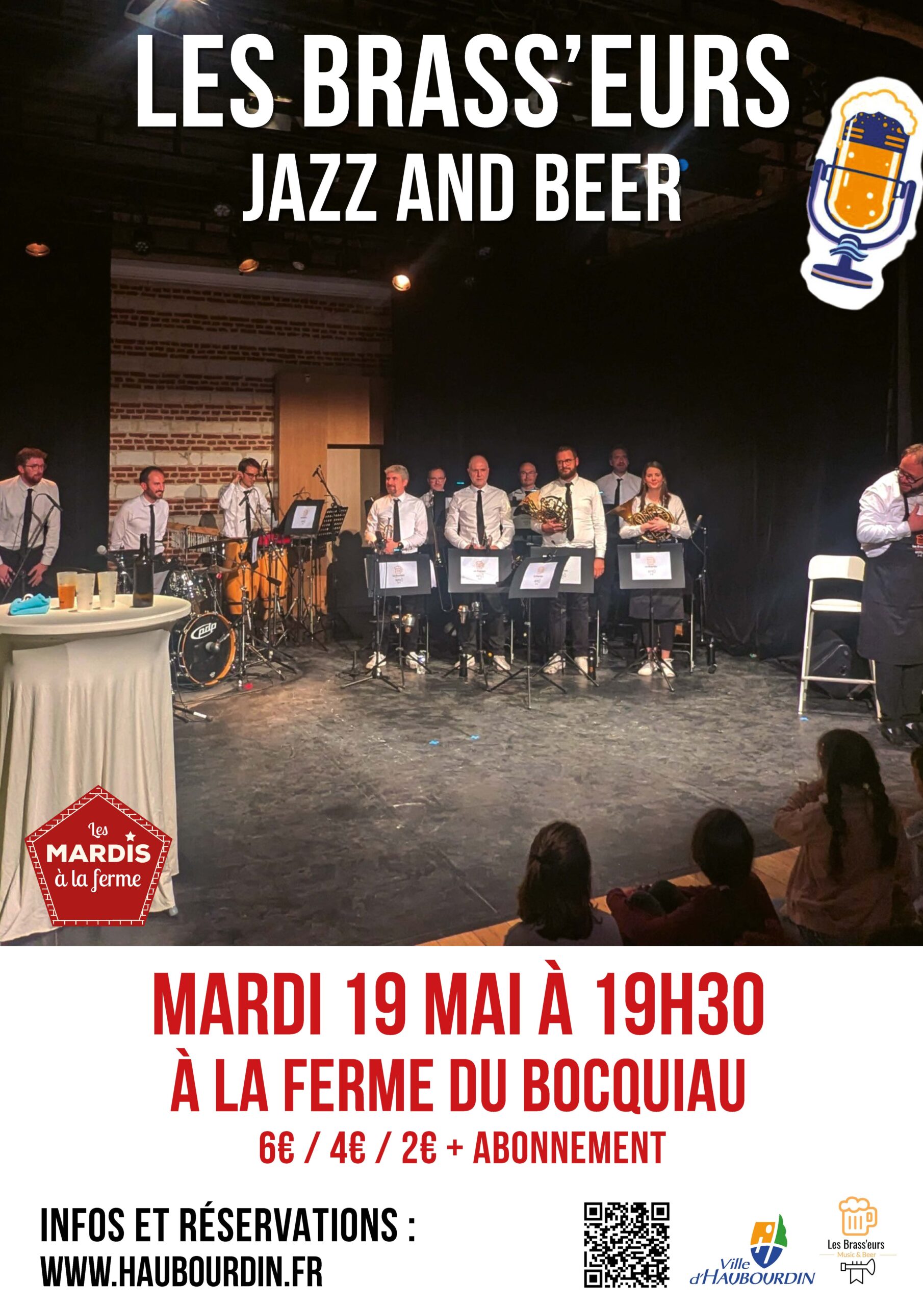 Le concert Brass'eurs Jazz & Beer se tiendra le 19 mai 2026 à Haubourdin, à la Ferme du Bocquiau.