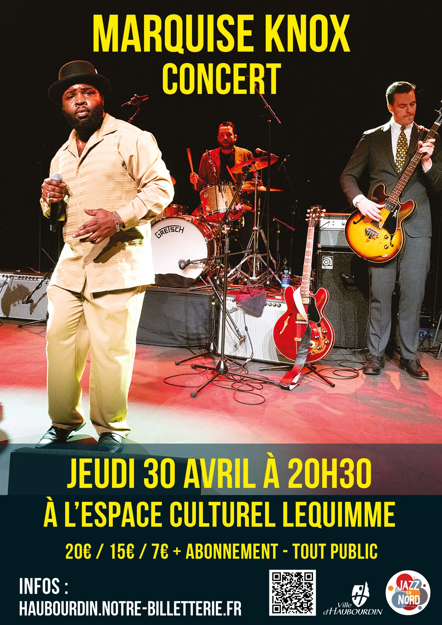 Le concert de Marquise Knox dans le cadre du festival Jazz en Nord aura lieu le 30 avril 2026 à 20h30 à l'Espace Culturel Lequimme d'Haubourdin.