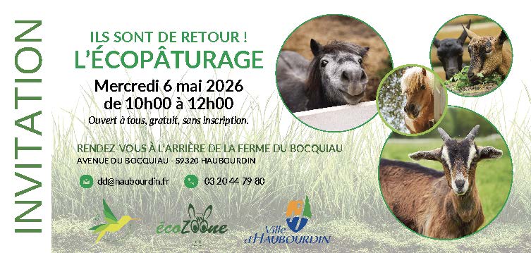 Le retour de l'écopâturage aura lieu le 6 mai de 10h00 à 12h00 à l'arrière de la Ferme du Bocquiau.