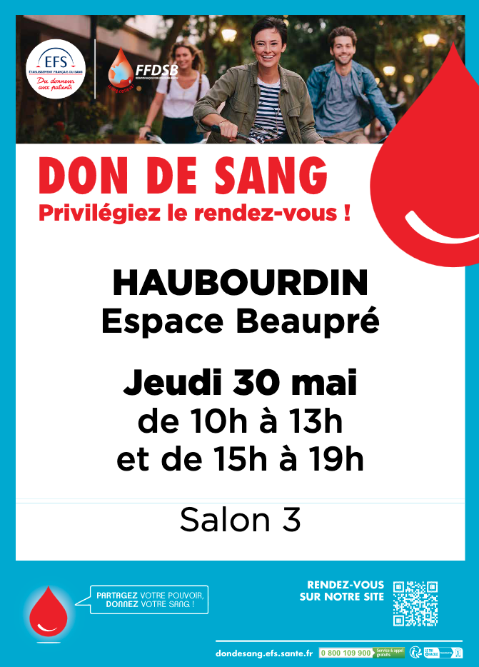 Don du sang Haubourdin 30 mai 2024