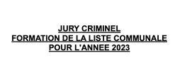 Jury criminel : formation de la liste communale pour l’année 2023
